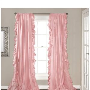 Pink floor length curtains. 2 panels.